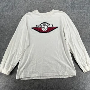 Vintage Nike Jordan Iconic Wings Long Sleeve T-Shirt White Red Boys (XL/20) - Picture 1 of 15