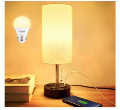 Lamparas De Mesa De Noche Luces Retro Gris Con Puerto USB Sala Dormitorio Coci - Image 1 of 4