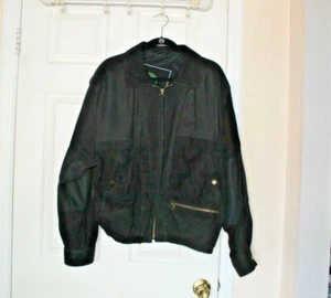 MARCO PIERGUIDI BONITA CHAQUETA BOMBER DE CUERO NEGRO HOMBRE SZ 52 US L / XL HECHO EN ITALIA - Imagen 1 de 9
