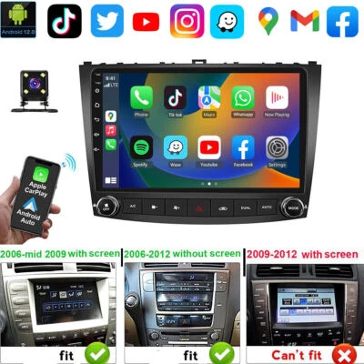 For Lexus IS250 IS350 2006-2012 Android 13 Apple CarPlay Car Stereo Radio GPS BT Foto 1 de 4