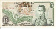 El Banco De La Republica De Colombia Five  ( 5) Pesos Oro UNC. Enero 1 980 # 26