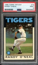 ) 1986 TOPPS TIFFANY 73 RANDY O'NEAL PSA MINT 9 Population 5, 1 Graded Higher BB