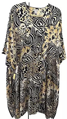 Женский атласный кафтан Natori XL новый с Ярлыками леопард зебра животное печати кафтан - Изображение 1 из 4
