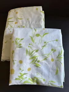 Vtg Morgan Jones Sheet Set Twin Flat Fitted Daisy Flower Power Blue 1970’s - Picture 1 of 24