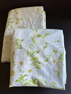 Juego de sábanas Morgan Jones de colección doble plano ajustado Daisy Flower Power azul años 70’s Foto 1 de 4