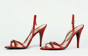 Nuevo Versace Rojo Cocodrilo Estampado Cuero Sandalias Zapatos 39-9 - Imagen 1 de 9