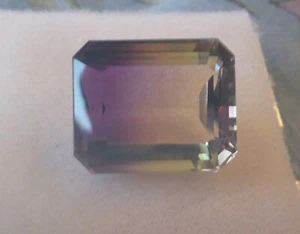 28.05 CTS MASSIVE NATURAL AMETRINE PURPLE/YELLOW COLOR EMERALD STEP CUT - Picture 1 of 6