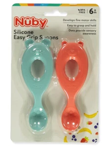 Nuby Baby 2-Pack Easy-Grip Spoons Color: blue/orange Size: one size - Picture 1 of 1