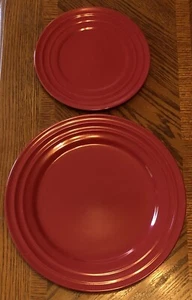 Rachael Ray Double Ridge Dinner Plate 11” Red & Salad Plate 6" Red H023 Set - Picture 1 of 3