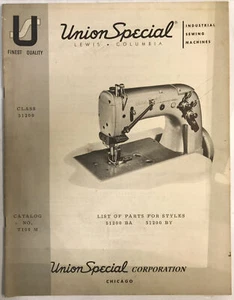 UNION SPECIAL CLASS 51200 STYLES 51200BA 51200BY PARTS BOOK MANUAL *FREE SHIP* - Picture 1 of 2