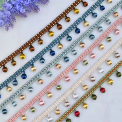 1m Curtain Trim Ribbon Pom Pom Bead Tassels Fringe Sewing Upholstery Decor Multi - Image 1 of 4