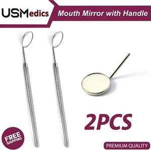Dental Diagnostic Mouth Teeth Cleaning Inspection Mouth Mirror With Handle 2 PCS - Picture 1 of 5