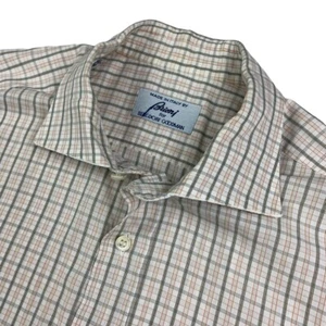 Brioni Men’s 100% Cotton Dress Shirt Green/Ivory Plaid • Italy • Size 16 | 41 - Picture 1 of 9