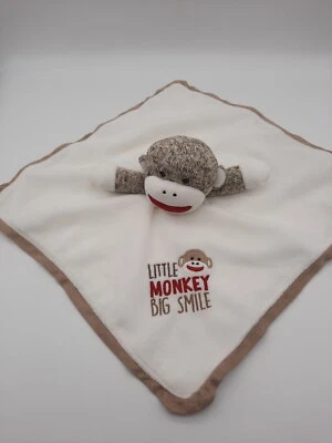 Baby Starters Sock Monkey Lovey w/Rattle Lovey Big Smile Satin Back 2018 - Image 1 of 4