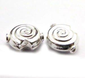 10 PCS 12X5MM SPACER SHELL BEAD STERLING SILVER PLATED 610 UFL-320 - Picture 1 of 3