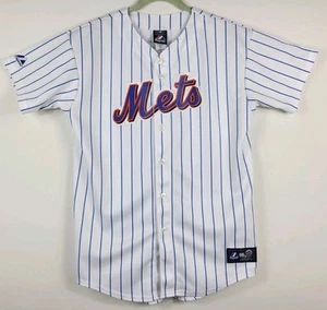Majestuosa camiseta de béisbol de los Mets de Nueva York MLB a rayas espalda en blanco juvenil talla XL - Imagen 1 de 20