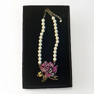 Heidi Daus Rose Pink Beaded Crystal Drop 16.5” Necklace  - Image 1 of 4