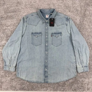 Levi’s Denim Pearl Snap Shirt Herren 2X Chambray Neu mit Etikett Langarm Western Country - Bild 1 von 13