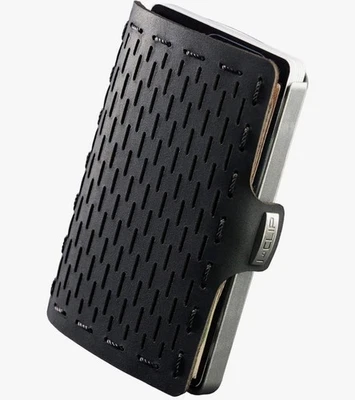 I-CLIP Original schwarz/silber mit Münzfach schwarze Leder Geldbörse mit Geldklammer - Bild 1 von 4