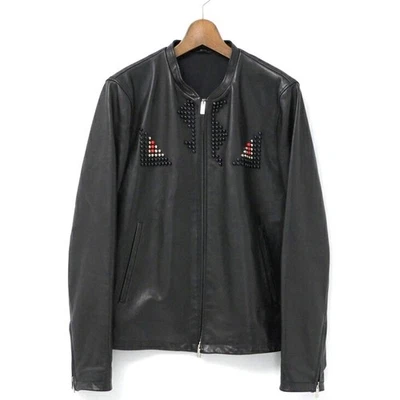 FENDI monster Jacket Size 48 Bugs studded leather single rider jacket Made i... - Image 1 of 4