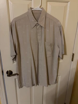 Camisa masculina Tori Richards de seda com botões tamanho M - Imagem 1 de 4