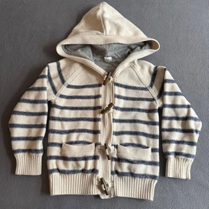 Baby Gap Button Up Lined Hooded Sweater 5 Toddler White Blue Nautical Fisherman - Picture 1 of 11