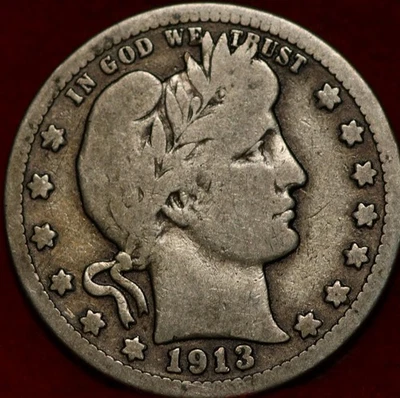 1913 Philadelphia Mint Silver Barber Quarter - Image 1 of 2