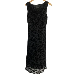 Studio I Maxikleid Damen 10 Schwarz Samt Ausbrenner Wasserfallausschnitt 90er Y2K Whimsigoth - Bild 1 von 5