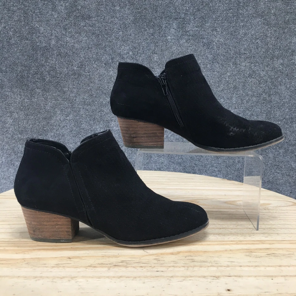 Lifestride Boots Womens 9M Blake Casual Side Zip Ankle Bootie Black Fabric Heels - Image 1 of 4