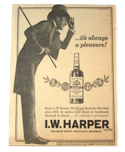 Vintage 1965 I. W. Harper Kentucky Bourbon Schnapsdruck Anzeige It's Always a Pleasure - Bild 1 von 1