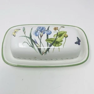 Butter Dish 2pc Mikasa Studio Nova Garden Bloom Flower Butterfly Cottagecore - Picture 1 of 3