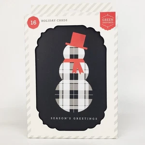 16 Weihnachtsgrußkarten Schneemann Büffel kariert Weihnachtsgrüße - Bild 1 von 2