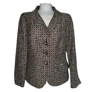 Trixi Schober Blazer Jacket Womens 16 Wool Silk Brown Luxury Abstract Textured - Picture 1 of 7