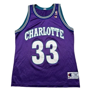 Vintage 90s Charlotte Hornets Alonzo Mourning #33 Champion Jersey - Size 44 - Picture 1 of 6