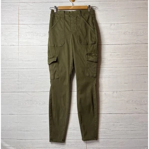 Spanx Pants Womens Size Medium Darkened Olive Stretch Twill Ankle Cargo - Picture 1 of 15
