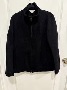 Chaqueta Brooks Brothers 100 % lana para mujer negra cremallera completa cuello talla M - Imagen 1 de 6