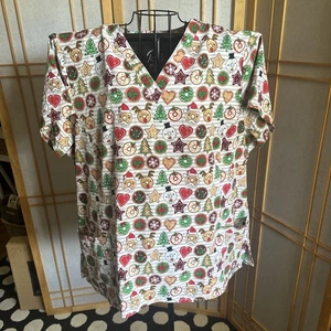Prints by MAEVN Stretch Weihnachten Top Pullover Scrubs Shirt Top 2XL EUC-NEUWERTIG - Bild 1 von 21