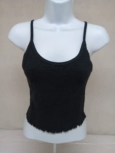HOLLISTER WOMENS MEDIUM BLACK SPAGHETTI STRAP CROPPED TANK TOP - Picture 1 of 10