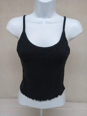 HOLLISTER WOMENS MEDIUM BLACK SPAGHETTI STRAP CROPPED TANK TOP - Image 1 of 4