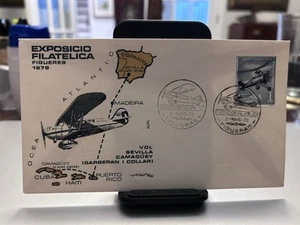 Spain-Puerto Rico-1Cuba Flight Cover 1976 Figueras Philatelic Expo - Picture 1 of 2