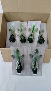 Christmas Decorations Dark Green Birds Clip on Tree Decoration Forest Green x 6 - Picture 1 of 6