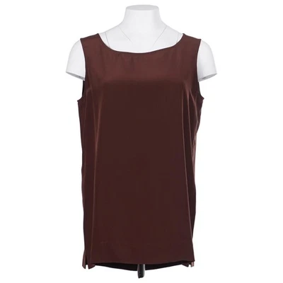 NUEVO CON ETIQUETAS DIANE VON FURSTENBERG Top Vintage S Marrón Sólido Seda Sin Mangas Tank Shell Foto 1 de 4