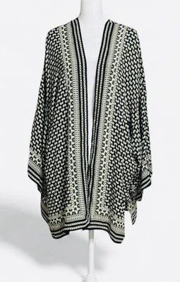 Cárdigan Max Studio Kimono Talla 2X Frente Abierto Negro Blanco Gran Tamaño Boho Geo Nuevo con Etiquetas Foto 1 de 4