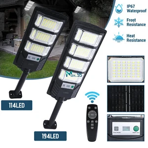 LED Solar Street Light Garden Wall Lights Radar Sensor Floodlight Remote Yard - Picture 1 of 81
