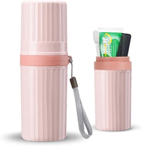 Rosa Zahnbürste Reiseetui, tragbarer Halter für Zahnbürste & Zahnpasta - Bild 1 von 12