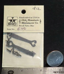 Pintle Hinge Pair 1750 ok Hispanic Door 1:12 Miniature #E100 Tin Finish - Picture 1 of 9