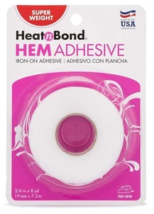 Iron on Adhesive Heat N Bond Hem No Sew Hemming Tape for Light Fabric 3/4″X 8Yds - Picture 1 of 7