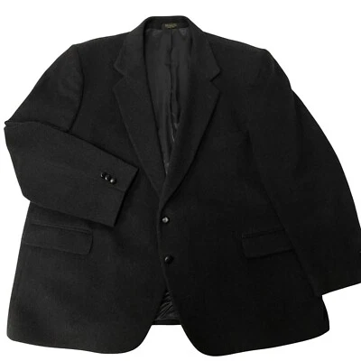 Vtg Fulton Park Men's Black Sport Coat CAMEL HAIR Jacket Evening Blazer 54 R - Image 1 of 4