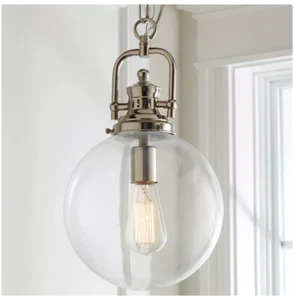 Lampenschirme Klarglas Kugel Industrial Pendelleuchte Nickel poliert 2er Set - Bild 1 von 3