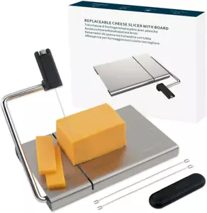 KITCHENDAO Replaceable Wire Cheese Slicer with Board and Measuring Grids,Tightne - Picture 1 of 12